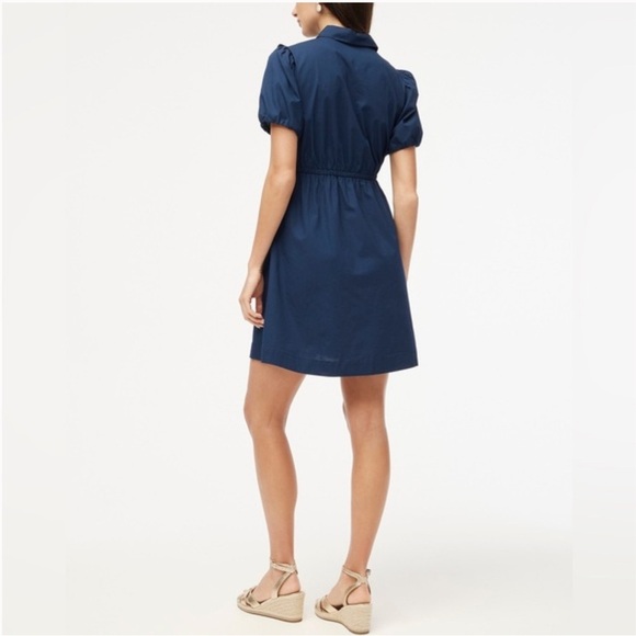 NEW J. CREW Factory Collared short-sleeve‎ tie-waist mini dress Navy Blue Size 6 - Picture 2 of 7